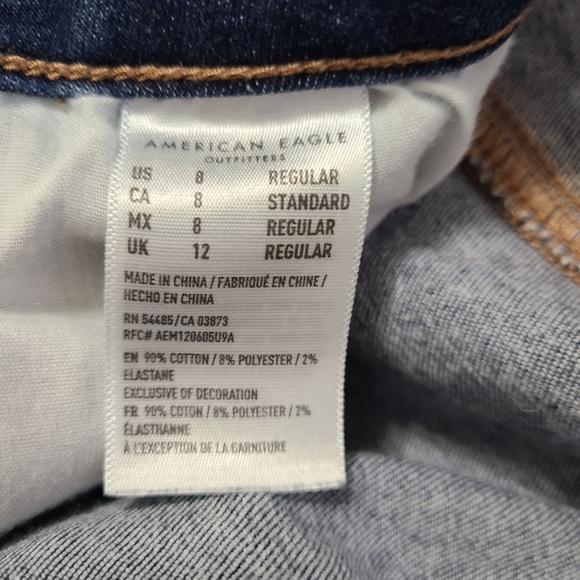 American Eagle Women's Stright Leg Extra Stretch Denim Blue Jeans, Size: 8R - Picture 6 of 16